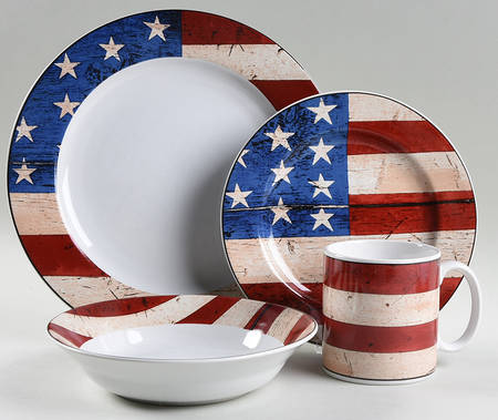Colonial (Black Trim) 4 Piece Place Setting