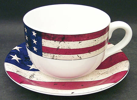 Colonial (Black Trim) Jumbo Cup & Saucer Set