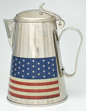 Colonial (Black Trim) Metal Pitcher with Hinged Lid