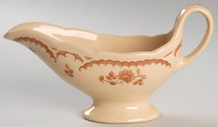 Chardon Rose Red on Tan Gravy Boat