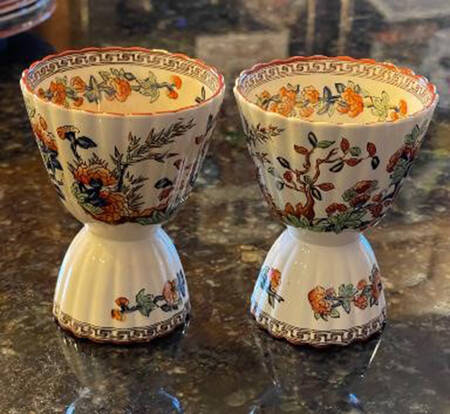 Indian Tree (Rust, Blue, Orange Trim) Double Egg Cup