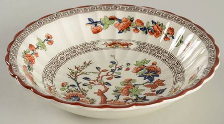 Indian Tree (Rust, Blue, Orange Trim) Coupe Cereal Bowl