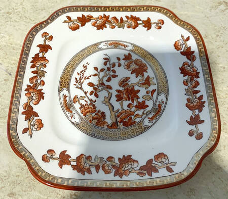 Indian Tree (Orange Rust, Smooth, Red Trim) Square Bread & Butter Plate