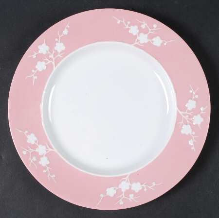 Geisha White with Dark Pink Rim Luncheon Plate