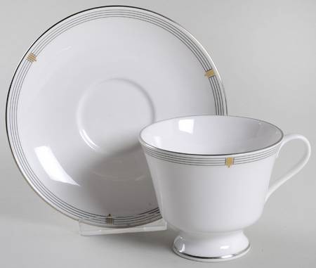 Opera Platinum  Footed Cup & Saucer Set
