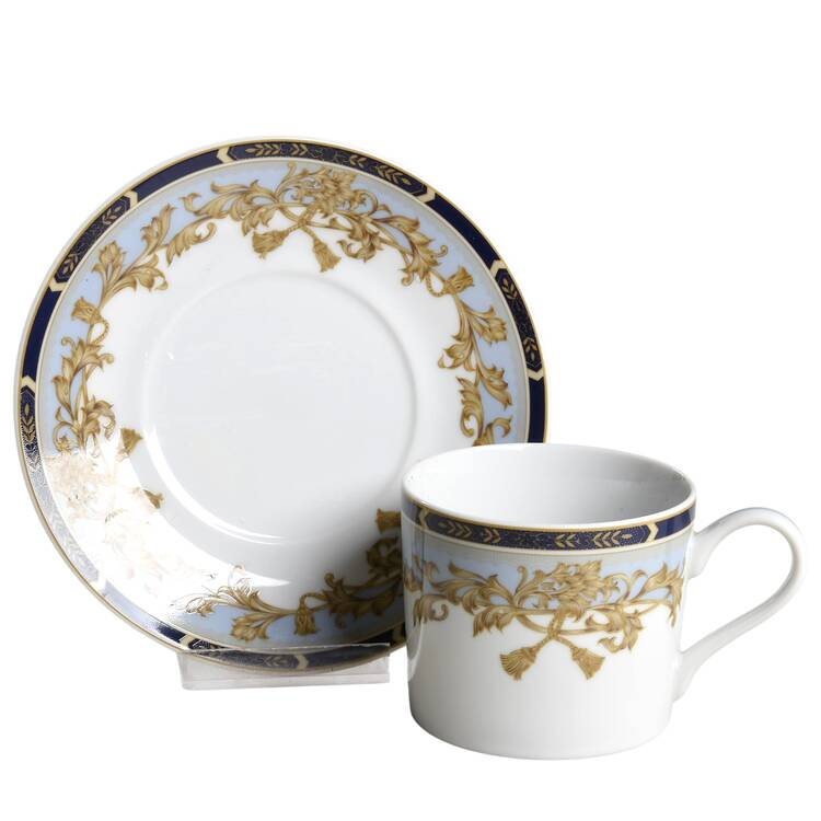 Blue Tassel Flat Cup & Saucer Set