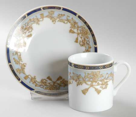 Blue Tassel Flat Demitasse Cup & Saucer Set