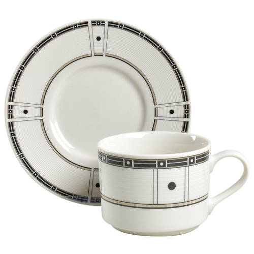 Domino Gray Flat Cup & Saucer Set