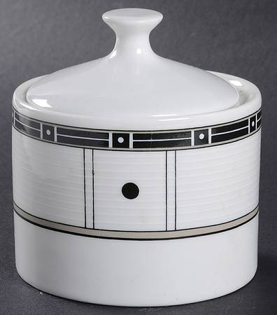 Domino Gray Sugar Bowl & Lid