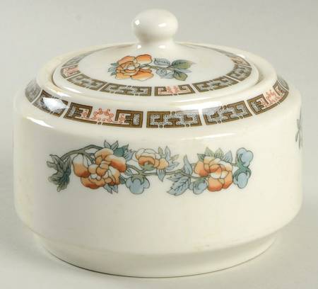 Indian Tree Orange Flowers Sugar Bowl & Lid