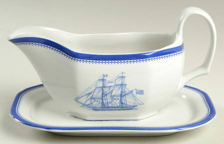 Blue Clipper Gravy Boat & Underplate/Relish