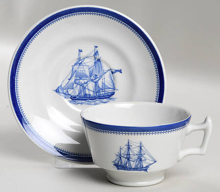 Blue Clipper Footed Cup & Saucer Set