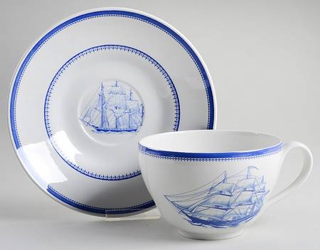 Blue Clipper Jumbo Cup & Saucer Set