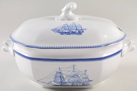 Blue Clipper Oval Tureen & Lid