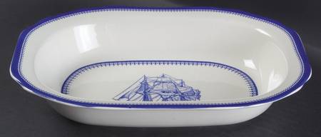 Blue Clipper 9" Oval Vegetable Bowl