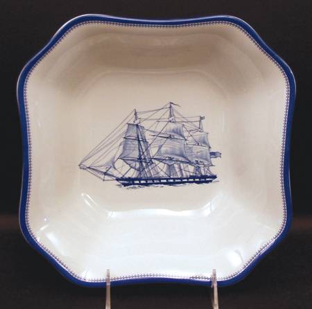 Blue Clipper Square Salad Serving Bowl