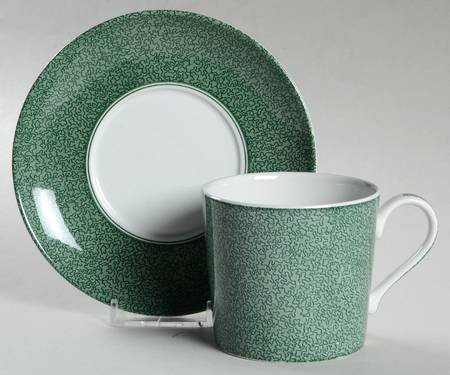 Vermicelli Green Flat Cup & Saucer Set