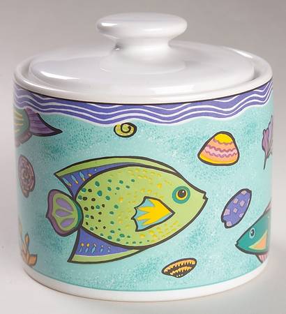 Caribbean Wave Sugar Bowl & Lid