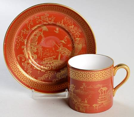Imperial Garden Red Flat Demitasse Cup & Saucer Set