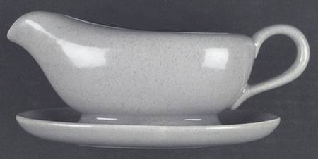 California Modern Light Gray (Speckled) Gravy Boat with Attached Underplate