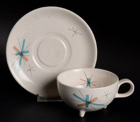 Hop Scotch Turquoise Footed Cup & Saucer Set