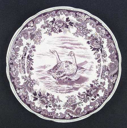 Game Birds-Brown (Floral Border) Dinner Plate