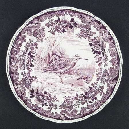 Game Birds-Brown (Floral Border) Dinner Plate