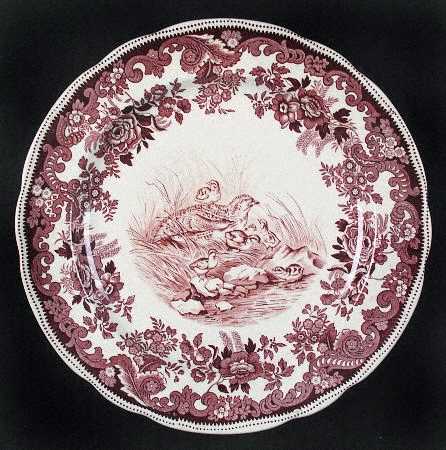 Game Birds-Brown (Floral Border) Dinner Plate