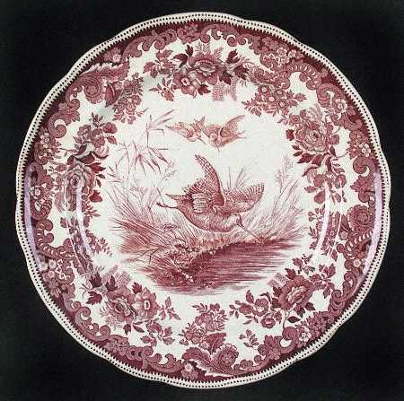 Game Birds-Brown (Floral Border) Dinner Plate