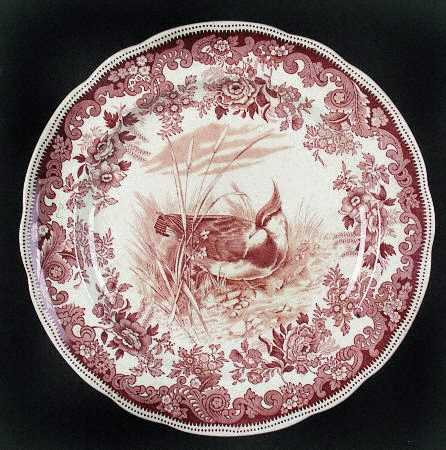 Game Birds-Brown (Floral Border) Dinner Plate
