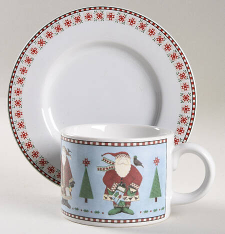 Santas Retweet Flat Cup & Saucer Set