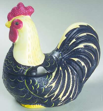 Rooster Figural Sugar Bowl & Lid