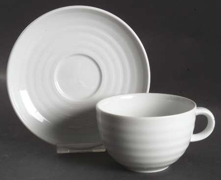 Roulette White Flat Cup & Saucer Set