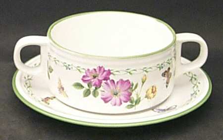 Garden Bloom Flat Cream Soup Bowl & Saucer Set