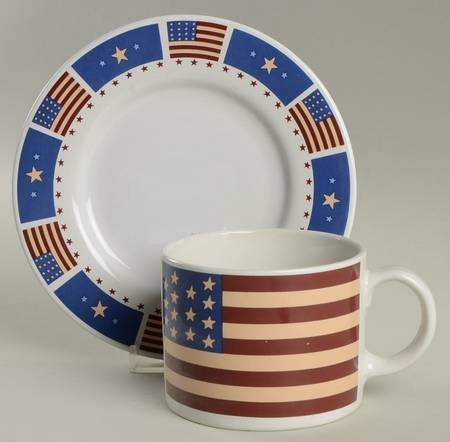 Majestic Flag Flat Cup & Saucer Set