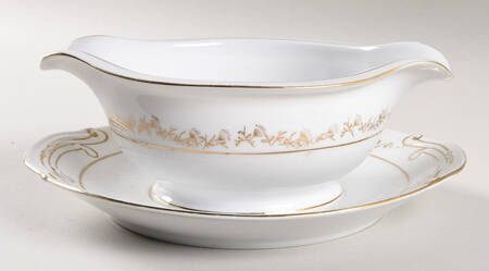 Golden Thistle Gravy Boat with Attached Underplate
