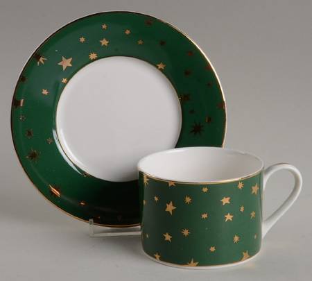 Galaxy Green Flat Cup & Saucer Set