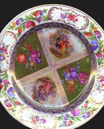 Royal Dresdner Art Green (Panels) Dinner Plate