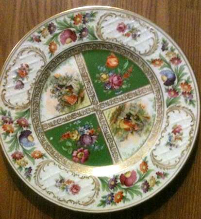 Royal Dresdner Art Green (Panels) 12" Chop Plate (Round Platter)