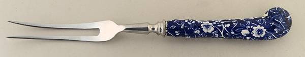 Calico Blue (Crownford Stamp) Carving Fork with Stainless Prongs