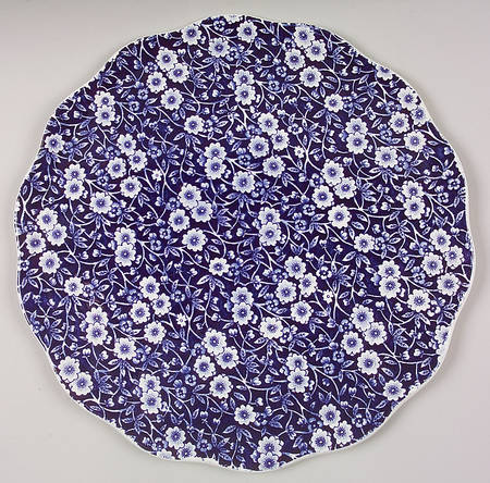 Calico Blue (Crownford Stamp) Flat Scalloped Cake Plate