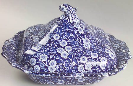 Calico Blue (Crownford Stamp) Square Covered Vegetable