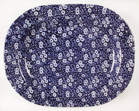 Calico Blue (Crownford Stamp) 17" Oval Serving Platter