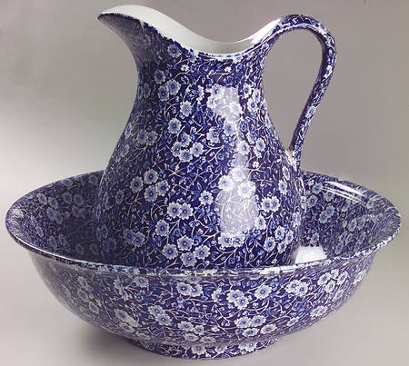 Calico Blue (Crownford Stamp) 128 Oz Pitcher and Bowl Set