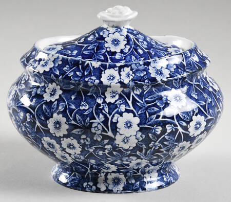 Calico Blue (Crownford Stamp) Sugar Bowl & Lid
