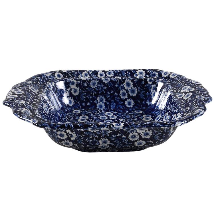 Calico Blue (Crownford Stamp) Square Vegetable No Lid