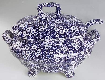 Calico Blue (Crownford Stamp) Tureen & Lid w/Ladle