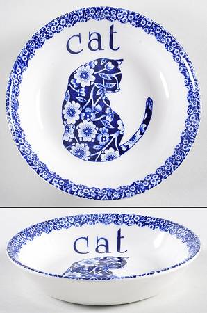 Calico Blue (Crownford Stamp) Small Pet Bowl