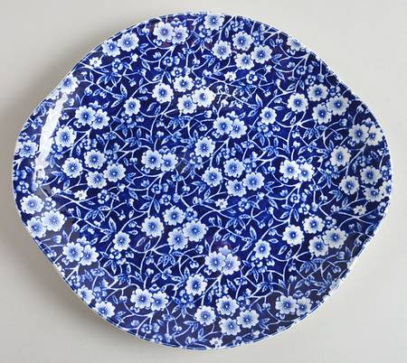 Calico Blue (Crownford Stamp) Handled Cake Plate
