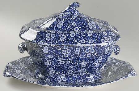 Calico Blue (Crownford Stamp) Tureen & Lid w/Underplate